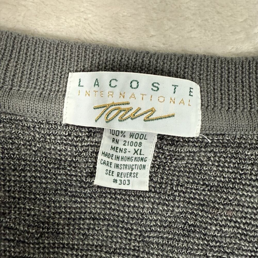 VTG Lacoste International Tour Golf AOP V-Neck Sweater 100% Wool Men’s Size XL - Picture 3 of 6